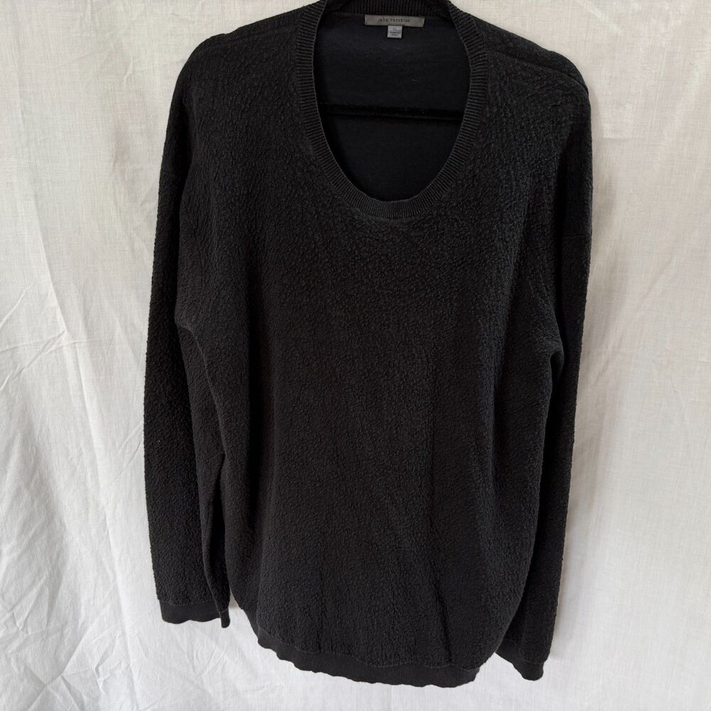John Varvatos Pull Over Lightweight Sweater Textured Black XL